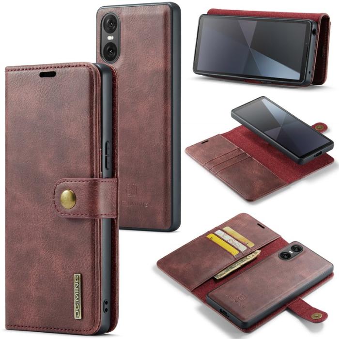 DG.MING - DG.MING Sony Xperia 10 VI Plånboksfodral Äkta läder 2-in-1 Röd