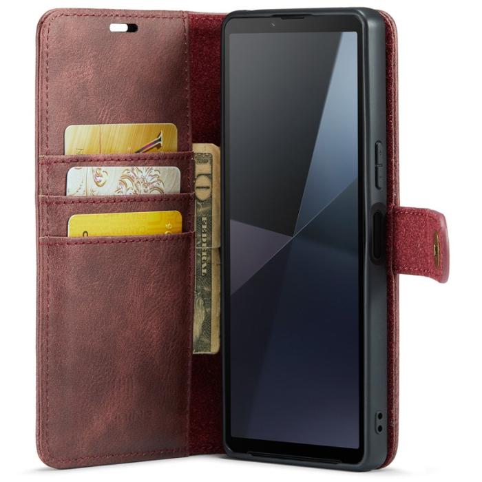 DG.MING - DG.MING Sony Xperia 10 VI Plånboksfodral Äkta läder 2-in-1 Röd
