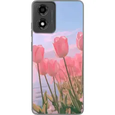 Gustaf - Mobilskal till Motorola Moto E14 med Rosa Tulpaner