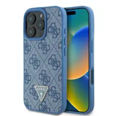 Guess - Guess iPhone 16 Mobilskal 4G Triangle Strass - Blå
