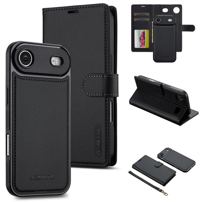 LC.imeeke - LC.IMEEKE L2 Series iPhone Air Plånboksfodral Konstläder - Svart
