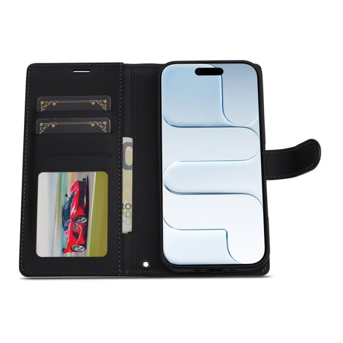 LC.imeeke - LC.IMEEKE L2 Series iPhone Air Plånboksfodral Konstläder - Svart