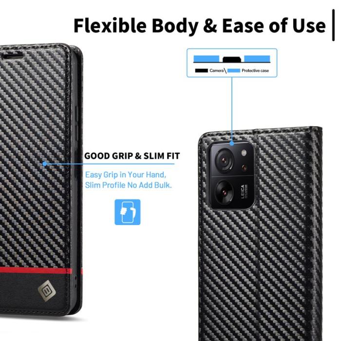 LC.imeeke - LC.IMEEKE Xiaomi 13T Plånboksfodral TPU+Konstläder - Horisontell Rand