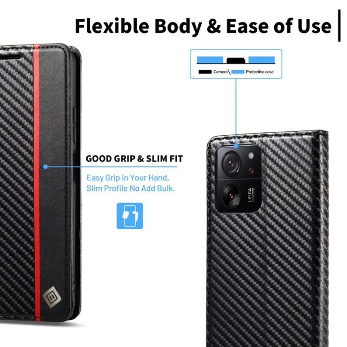 LC.imeeke - LC.IMEEKE Xiaomi 13T Pro Plånboksfodral TPU+Konstläder - Vertikal Rand