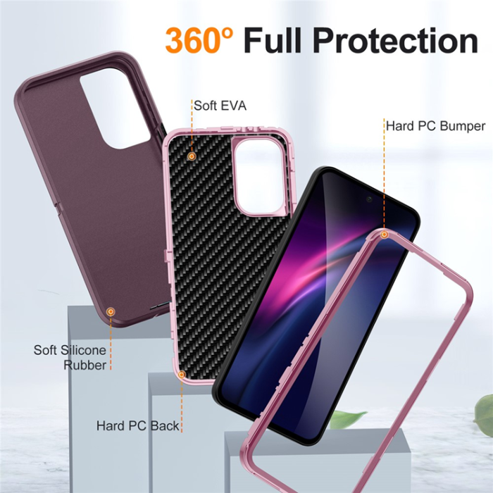 A-One Brand - Galaxy A56 Mobilskal Silikon EVA 3-i-1 Stötsäkert - Lila/Rosa