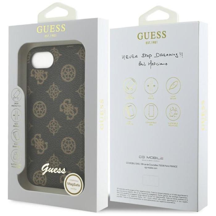 Guess - Guess iPhone 16e Mobilskal MagSafe Peony Script Logo - Svart