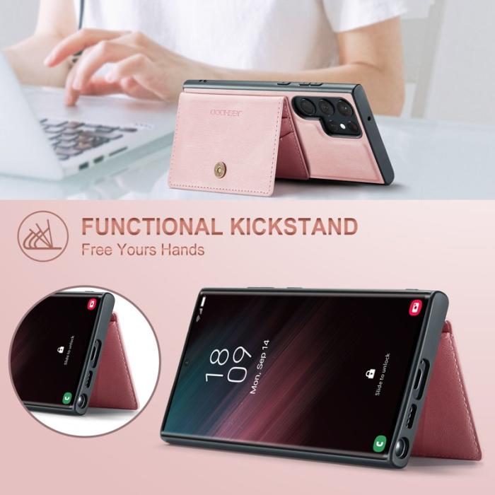 JEEHOOD - JEEHOOD Samsung Galaxy S23 Ultra Fodral KonstLäder + Plast - Rosa