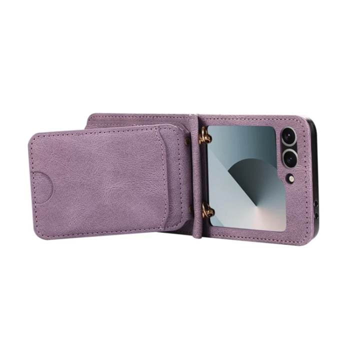 A-One Brand - Galaxy Z Flip7 Plånboksfodral Kickstand med Axelrem - Lila