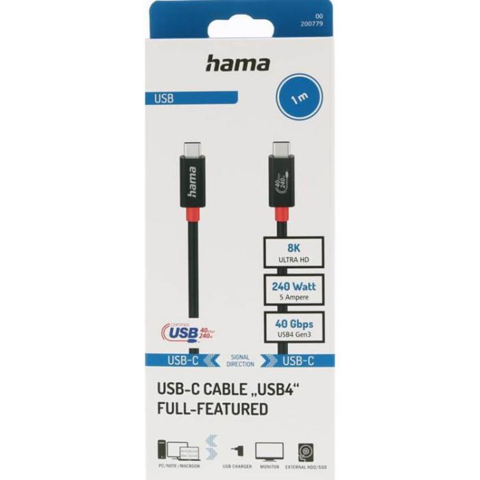 Hama - Hama USB-C till USB-C kabel Gen 3 1m- Svart