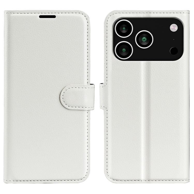AMORUS iPhone 17 Pro Plånboksfodral Flipstativ Litchi - Vit | 2353 | AlltMobil