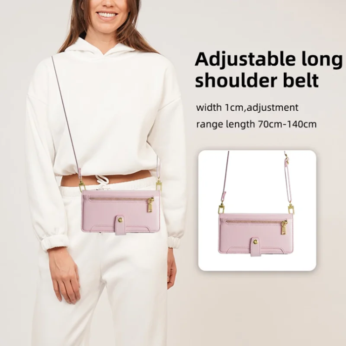 A-One Brand - Galaxy S23 Plus Konstläder Plånboksfodral Crossbody - Rosa