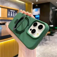 A-One Brand - Mobilskal f&ouml;r iPhone 15 Pro Max MagSafe Liquid Silikon Kickstand - Arm&eacute;gr&ouml;n