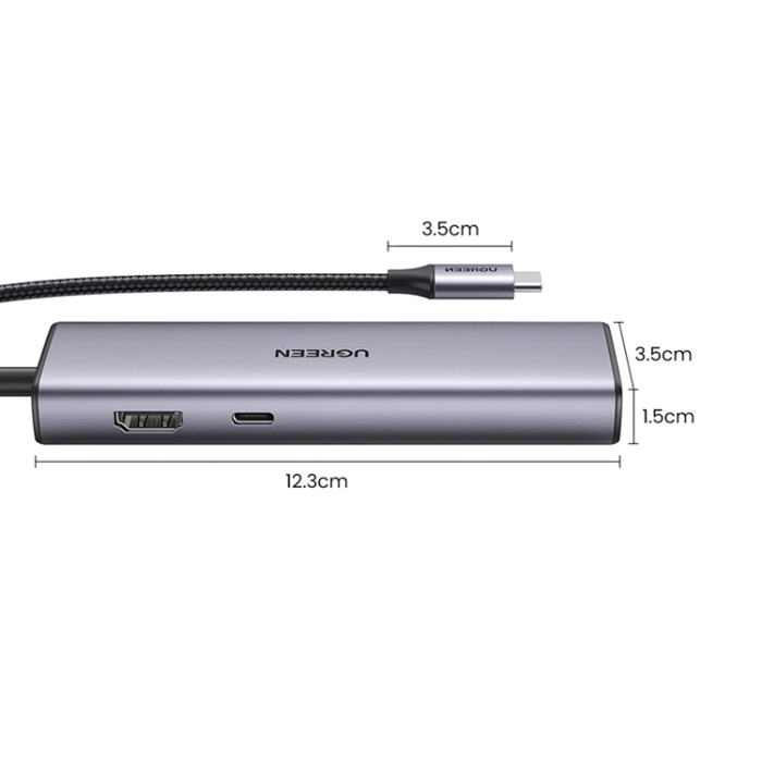Ugreen - Ugreen HUB 100W USB-C Till HDMI, RJ45, USB-C, SD/TF Kortläsare, USB-A 3.0