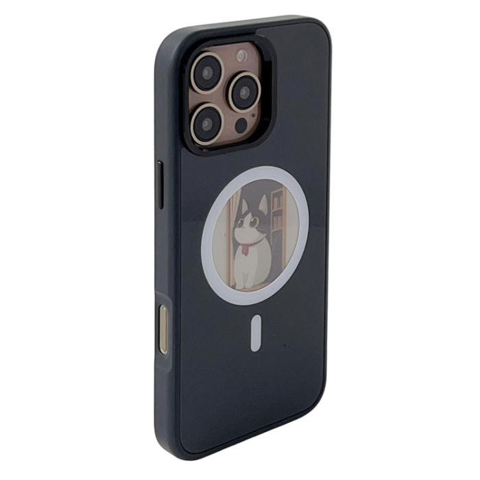 A-One Brand - iPhone 16 Pro Max Mobilskal MagSafe 4 Colors NFC DIY Smart E-Ink - Svart