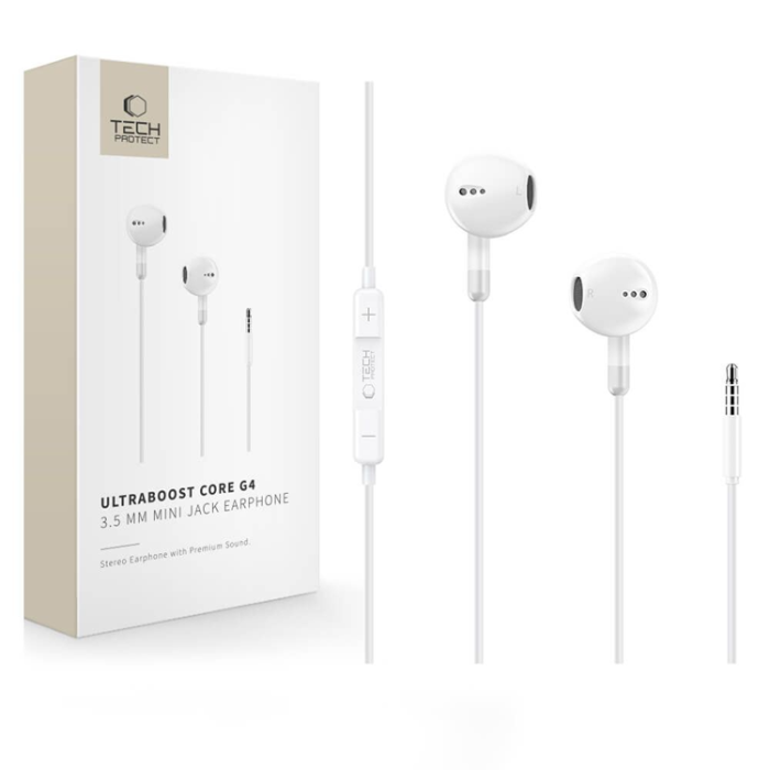 Tech-Protect - Tech-Protect Hörlurar Mini Jack Core G4 Ultraboost - Vit