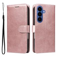 OEM - ABEEL Samsung Galaxy S26 Plus Pl&aring;nboksfodral Konstl&auml;der Med Rem - Ros&eacute;guld