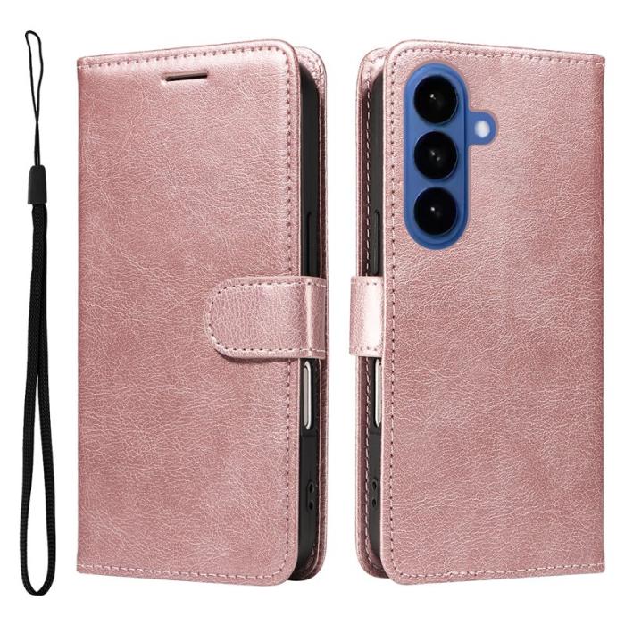 OEM - ABEEL Samsung Galaxy S26 Plus Plånboksfodral Konstläder Med Rem - Roséguld