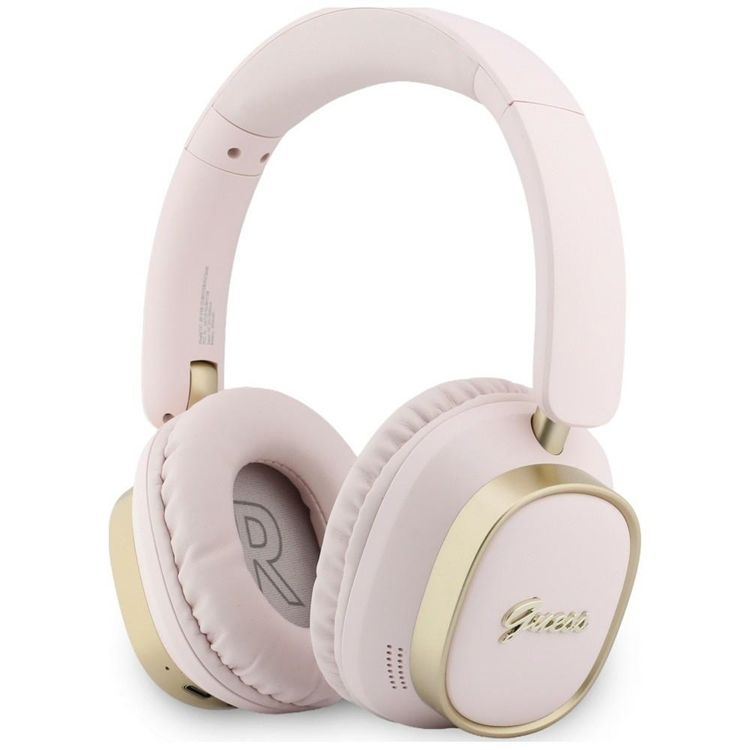 Guess On-Ear Hörlurar Bluetooth ENC Rectangle Metal Script - Rosa | 505771 | AlltMobil