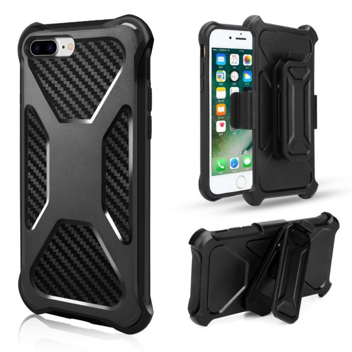 OEM - 2-in-1 iPhone 8 Plus / 7 Plus mobilskal med bältesfodral - Svart