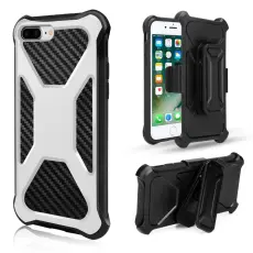 OEM - 2-in-1 Mobilskal till iPhone 8 Plus / 7 Plus med b&auml;ltesfodral - Vit