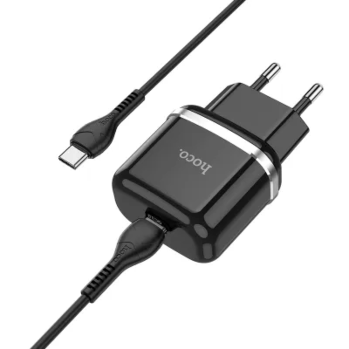 Hoco - Hoco Väggladdare USB-C Med USB-C Kabel - Svart