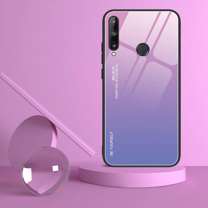 UTGATT1 - Gradient Glass Huawei P40 Lite E Härdat glas Rosa-lila