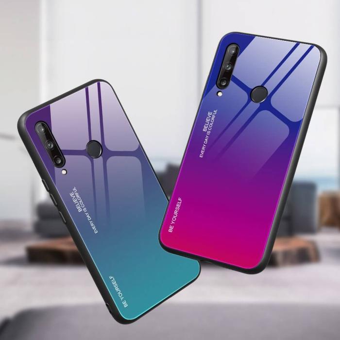 UTGATT1 - Gradient Glass Huawei P40 Lite E Härdat glas Rosa-lila