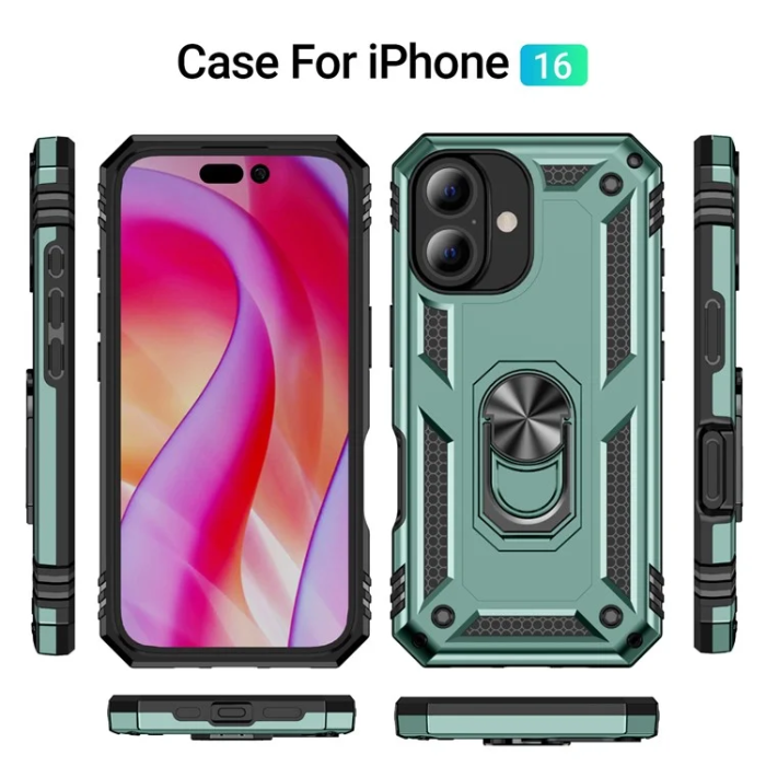 A-One Brand - iPhone 16 Mobilskal med Kickstand - Svartgrön