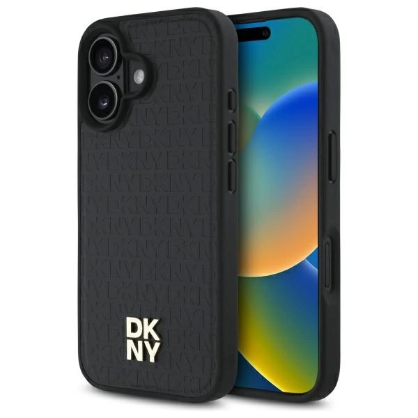 DKNY iPhone 16 Mobilskal MagSafe Repeat Pattern Stack Logo - Svart | 2353 | AlltMobil