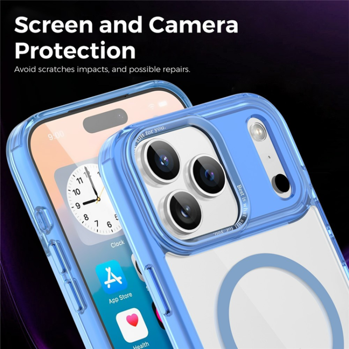 A-One Brand - iPhone 17 Pro Max Mobilskal MagSafe Transparent TPU+PC - Blå