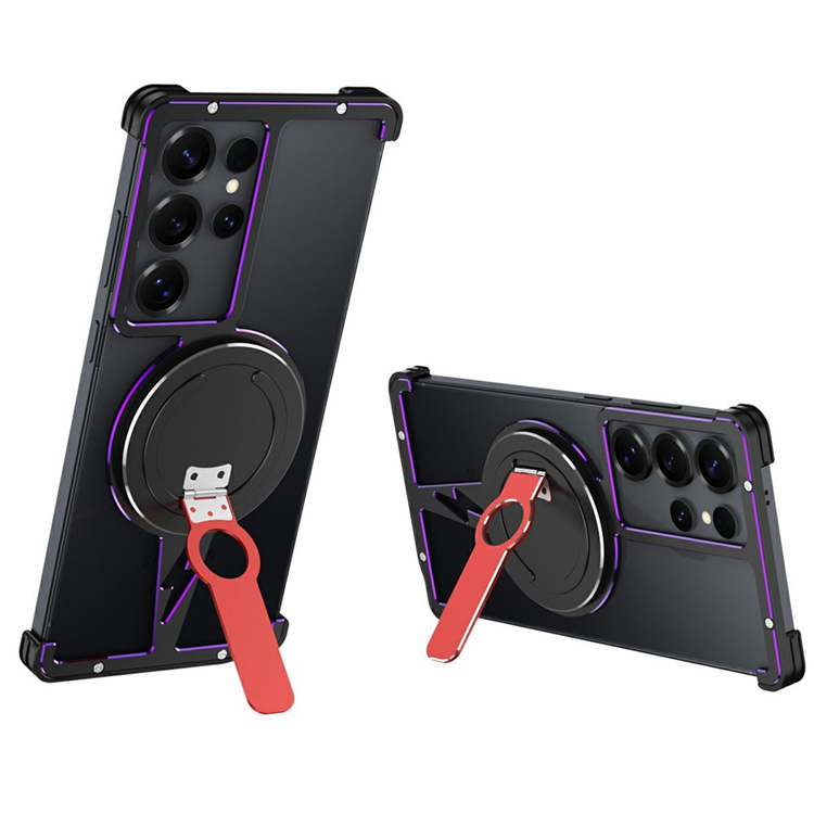 Galaxy S25 Ultra Mobilskal Aluminium Alloy Ramlös (Svart/Lila) | 2353 | AlltMobil