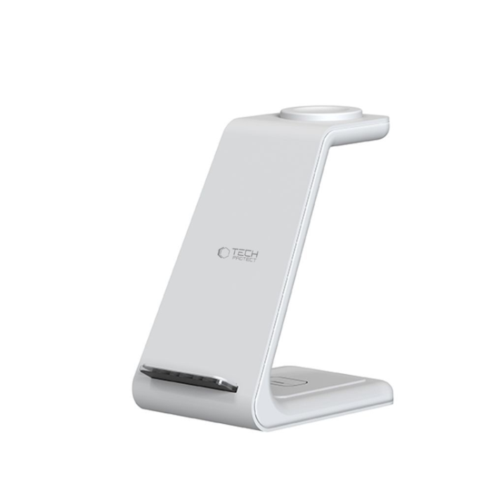 Tech-Protect - Tech-Protect 3-in-1 Trådlös Laddare iPhone, Apple Watch, AirPods - Vit