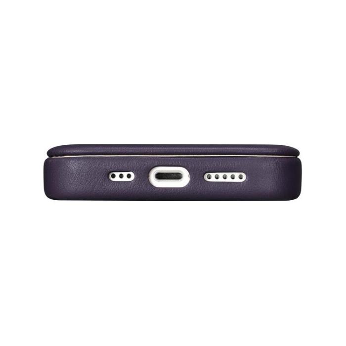 ICARER - iCarer iPhone 14 Plånboksfodral Magsafe CE Läder - Morklila
