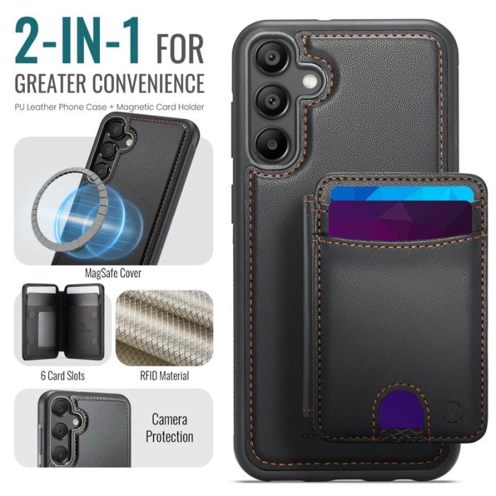 JEEHOOD - JEEHOOD Mobilskal till Samsung Galaxy A55 5G Äkta Läder - Svart