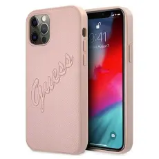 Guess - GUESS Skal iPhone 12 & 12 Pro Saffiano Vintage - Rosa