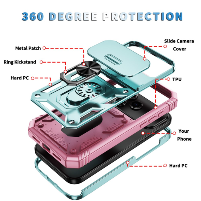 A-One Brand - iPhone 17 Pro Max Mobilskal Slide Camshield Kickstand