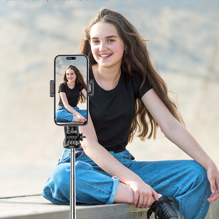 OEM - Selfiestick Teleskopstativ 1.3m Med Mobilhållare - Svart