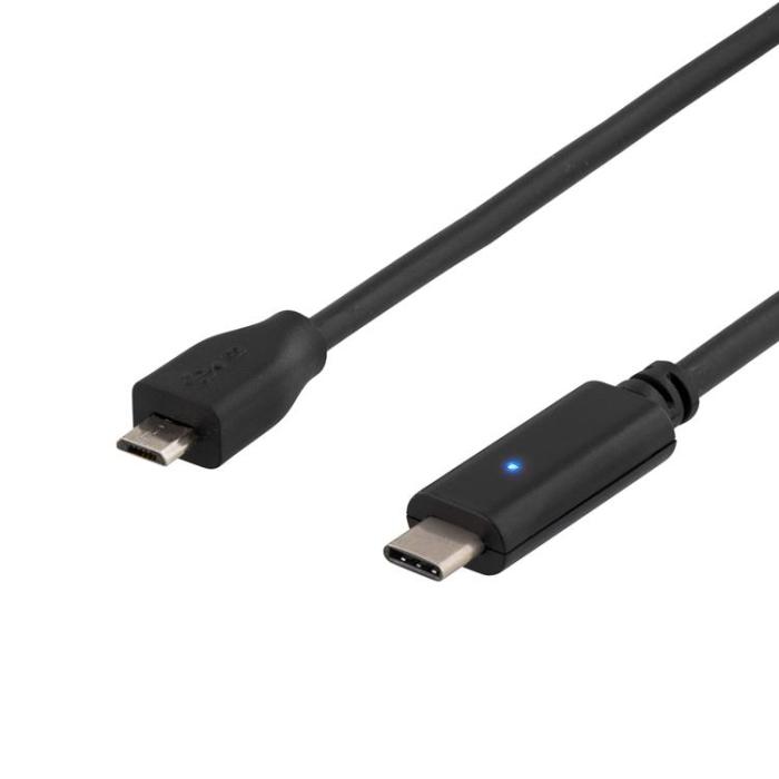 UTGATT1 - Deltaco USB-C till microUSB Kabel 1m - Svart
