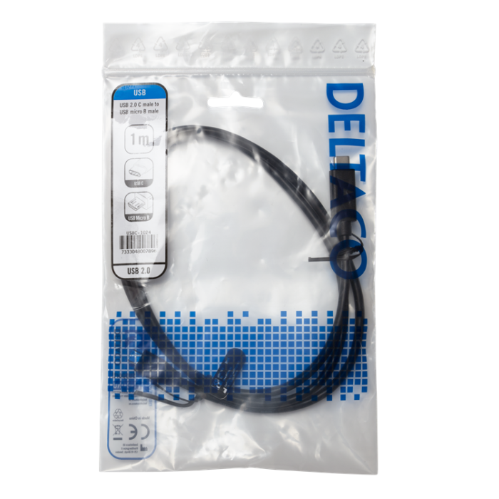 UTGATT1 - Deltaco USB-C till microUSB Kabel 1m - Svart