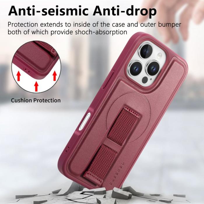 CASENEO - CASENEO iPhone 16 Pro Fodral - Magnetiskt KonstLäder - Röd