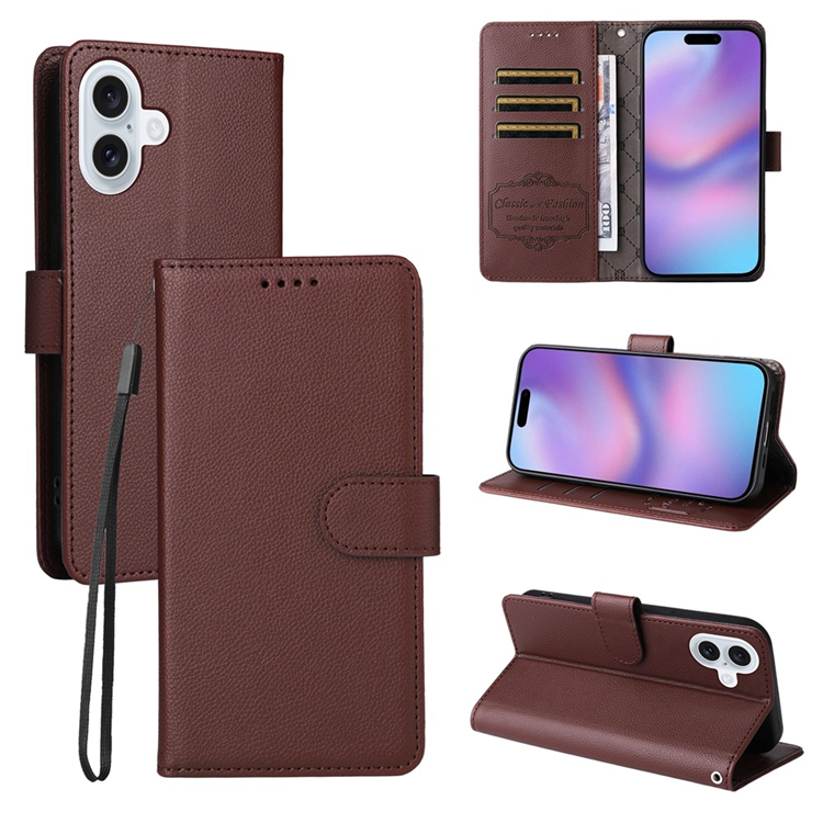 iPhone 17 Plånboksfodral RFID Blocking med Handledsrem - Brun | 2353 | AlltMobil