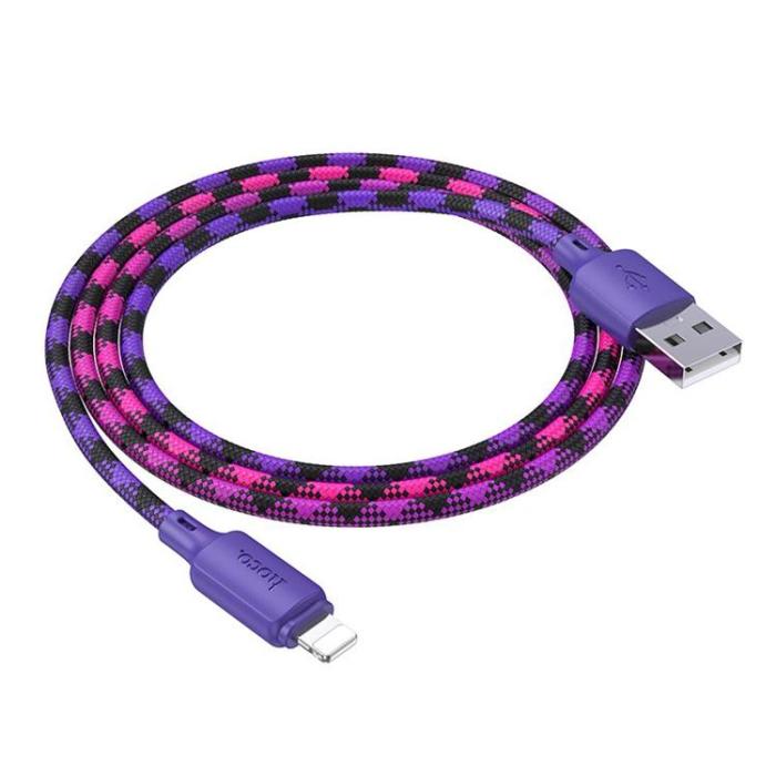 Hoco - HOCO USB-A till Lightning Kabel 2.4A 1m Nylon X116 - Gradient Lila