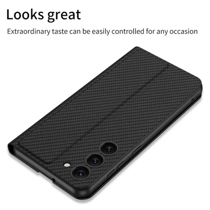 GKK - GKK Galaxy S23 Mobilfodral Magnetic PU-Läder - Carbon