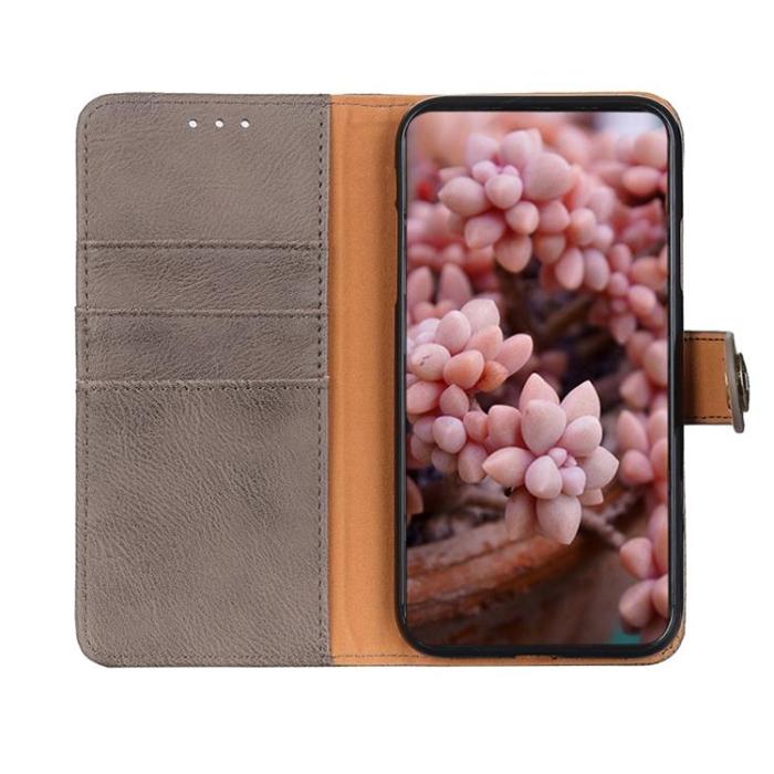 KHAZNEH - KHAZNEH Textured PU Läder Plånboksfodral Xiaomi 12 Pro - Grå