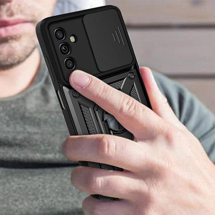 UTGATT - Galaxy A13 5G/A04s 4G Skal med Ringhållare Hybrid Armor Camshield - Blå