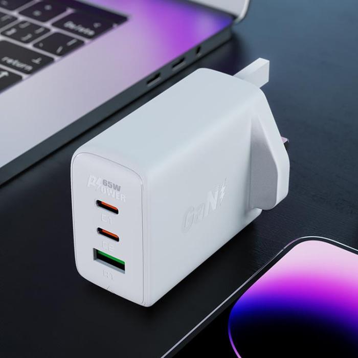 Acefast - Acefast UK Väggladdare 65W 1xUSB Till 2xUSB-C - Vit