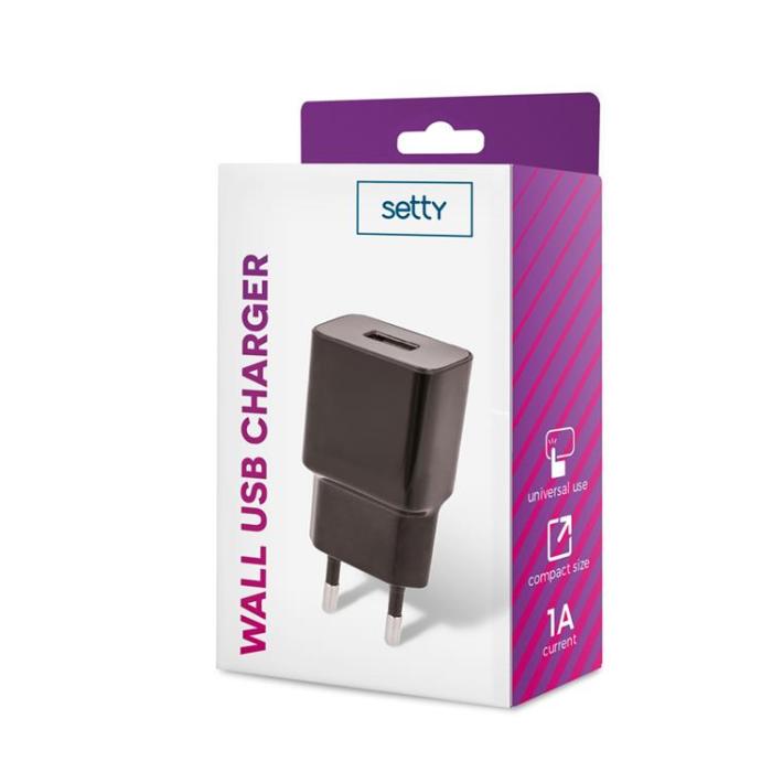 Setty - Setty Väggladdare USB 1A - Svart
