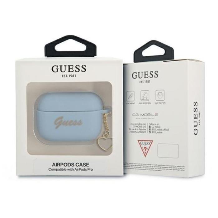 Guess - Guess Silicone Heart Charm Collection Skal Airpods Pro - Blå