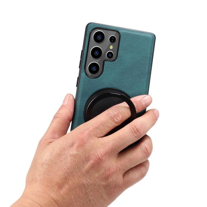 DENIOR - DENIOR A14 Mobilskal till Samsung Galaxy S25 Ultra Magnetisk Läder PC TPU - Blå