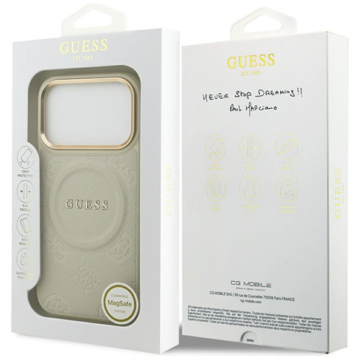 Guess - Guess iPhone 17 Pro Mobilskal Magsafe Peony Hot Stamp - Beige